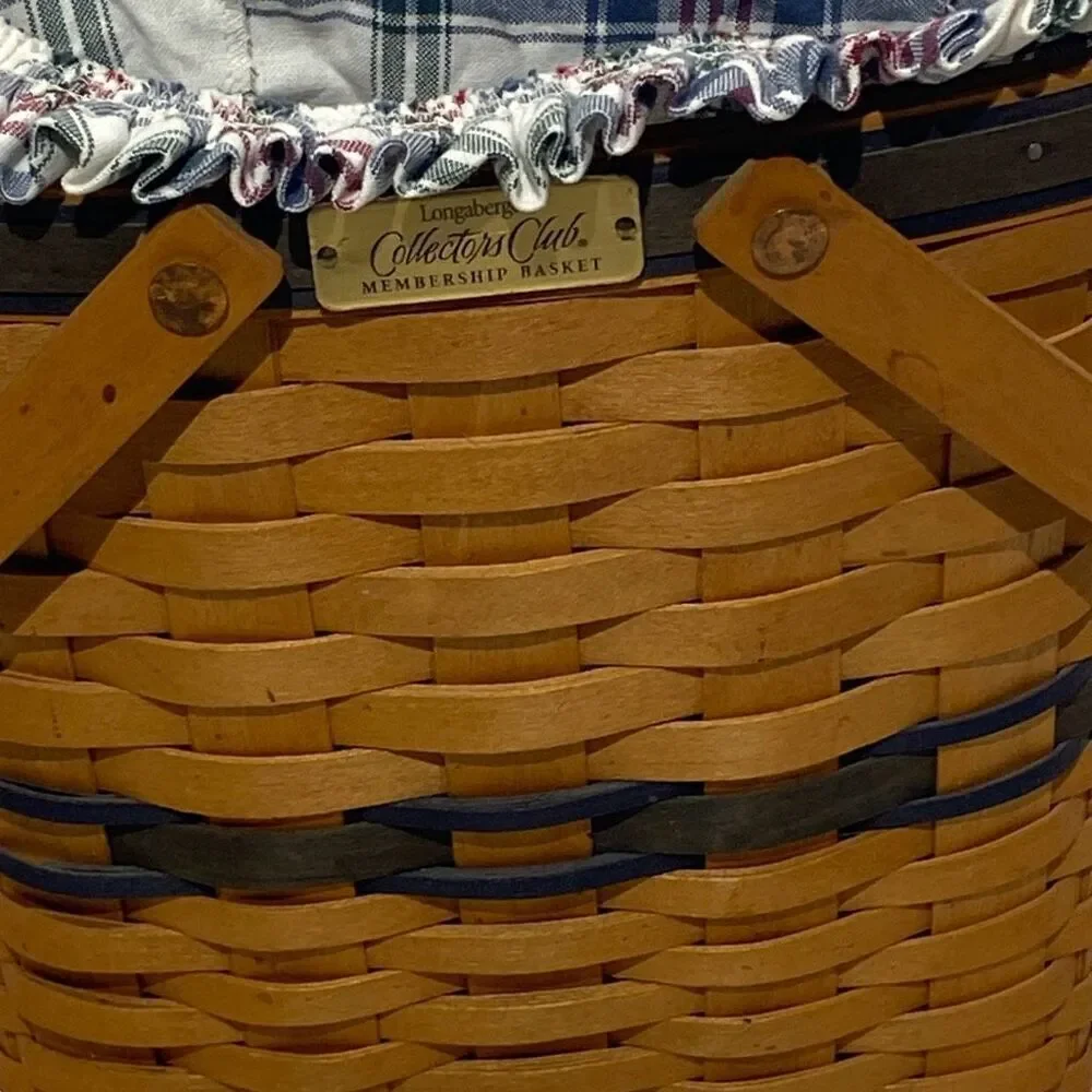 Longaberger Collectors Club Membership Basket Plaid Liner Plastic Protector USA